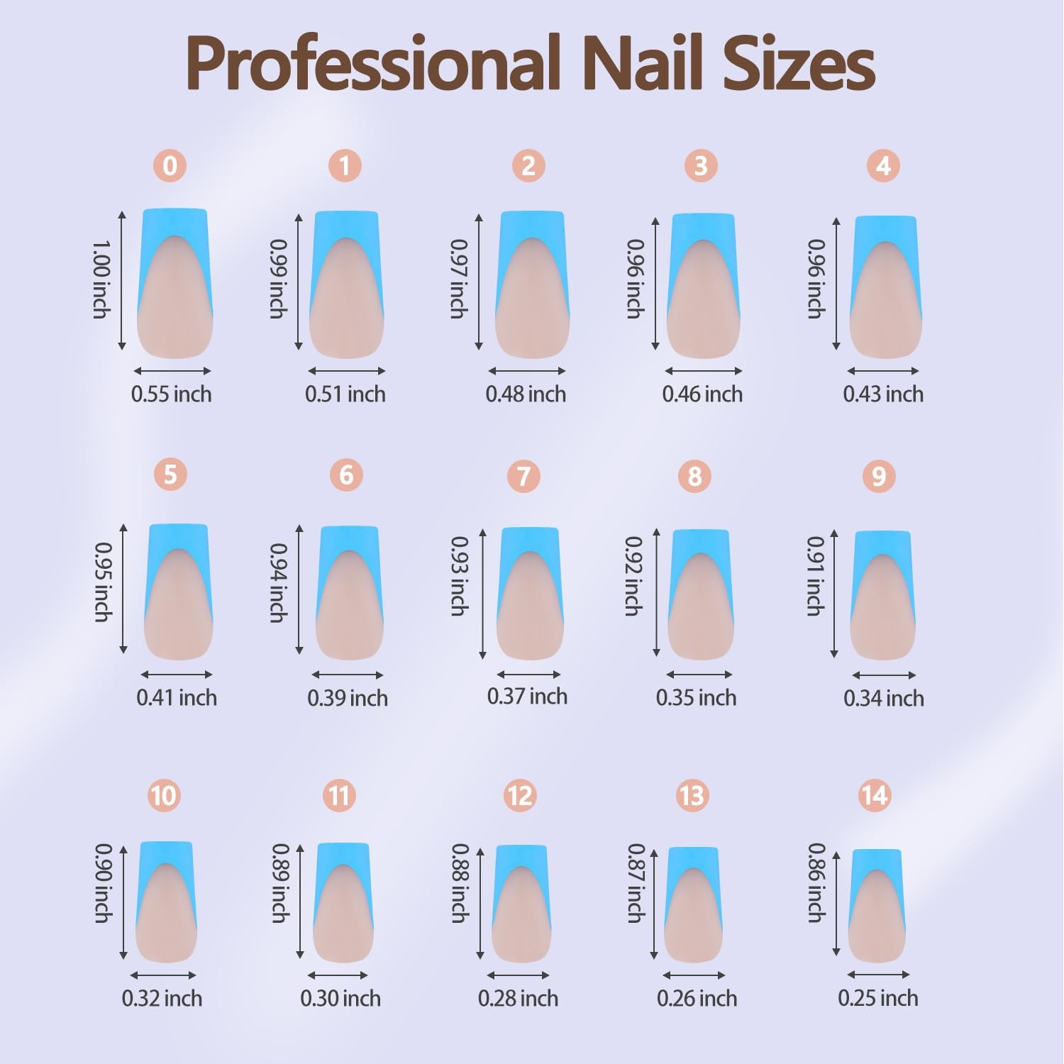 Misssix Blue French Tip Press on Nails, 150Pcs, Long Square Fake Nails
