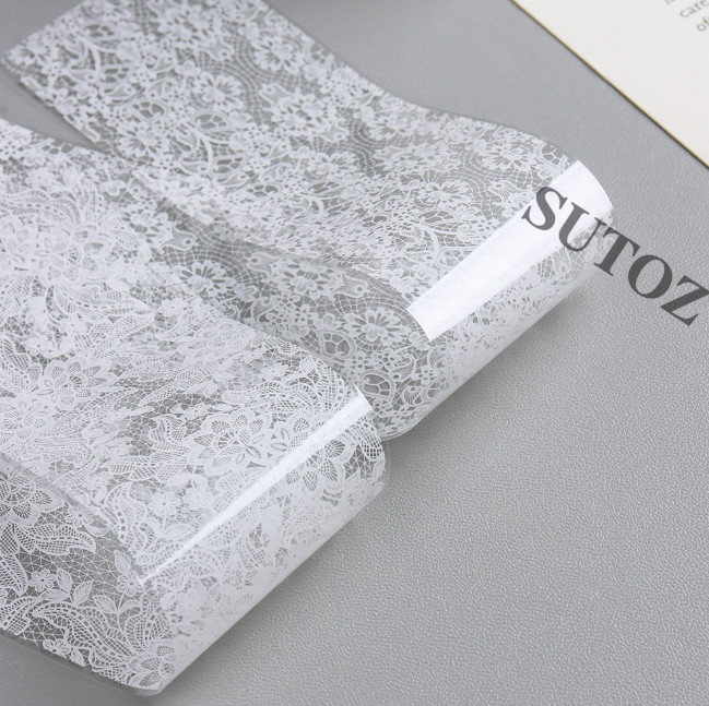 10Pcs Black White Flower Vine Lace Foils Nail Art Transfer Stickers #F NH30