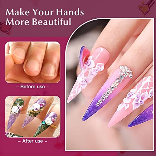 500PCS Stiletto Nail Tips Extra Long Nails Nail Tips 10 Sizes Half Cover Clear