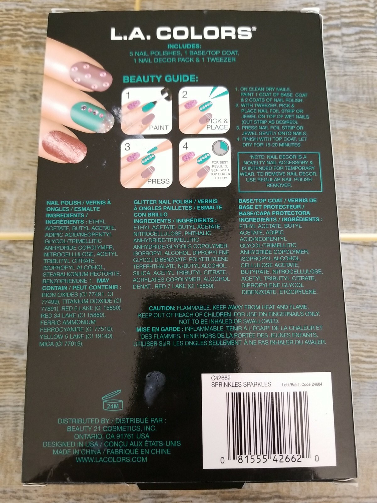 NEW L.A. Colors Sparkly Sprinkles Set DIY Nail Design Kit 8 pieces