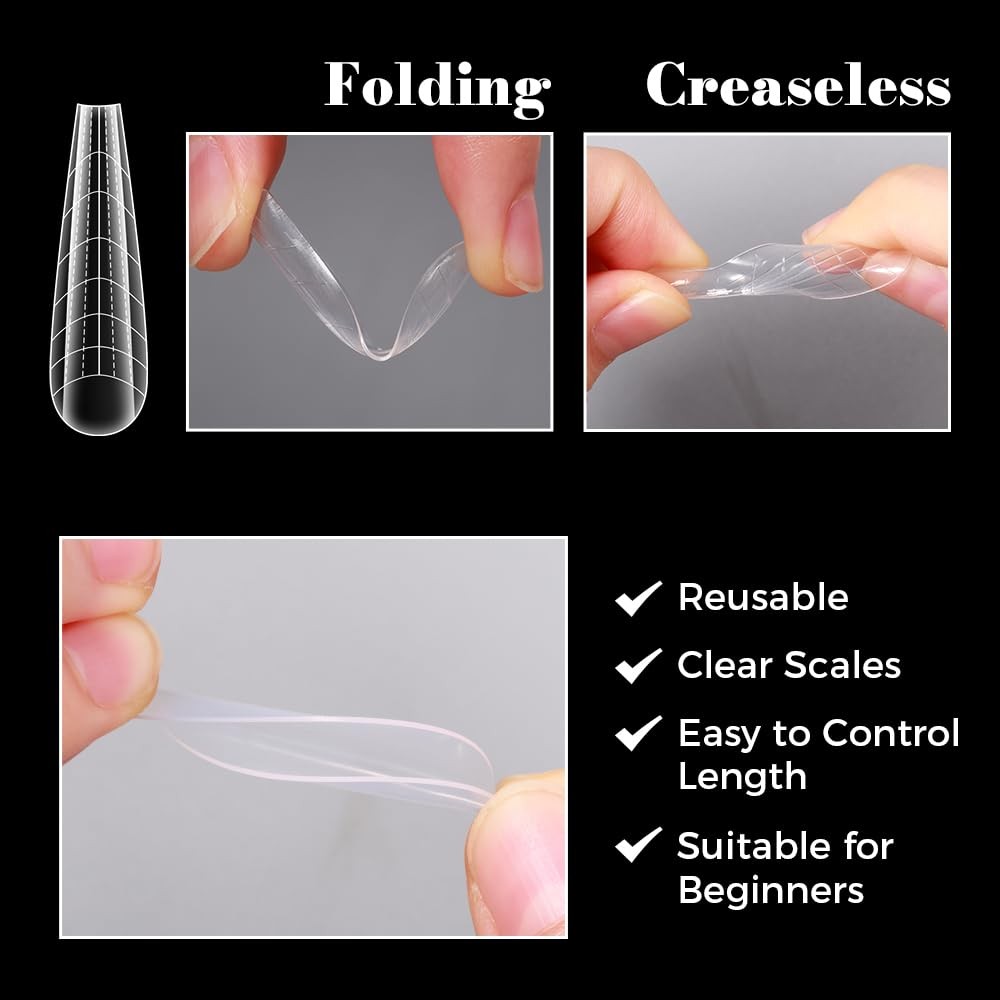 Moldes dobles uñas de gel de poliéster, 288 moldes uñas francesas, 8 formas.