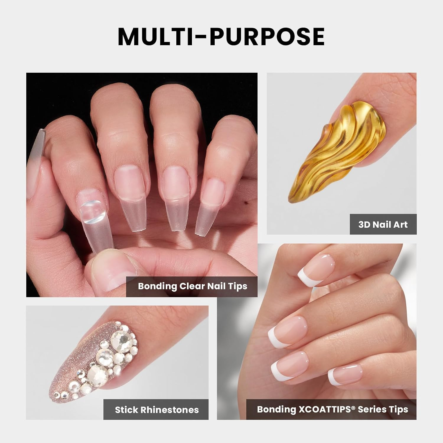 XCOATTIPS Solid Nail Glue Gel, Gap-Filled, 30G, Cure Needed | Seamless Fit for P