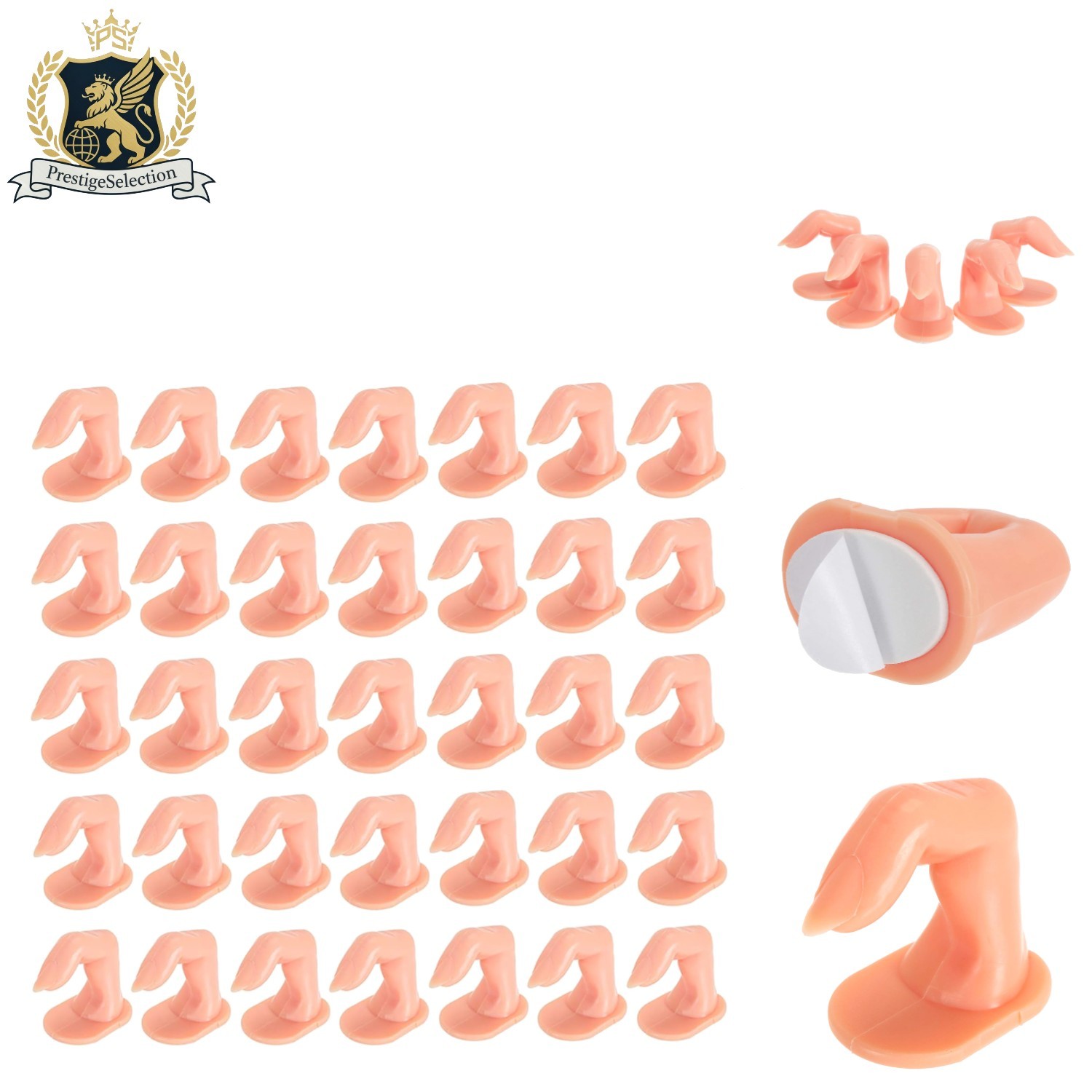 Nail Art Training Fingers – 60 Pack of Durable Plastic with Self-Adhesive Bases
