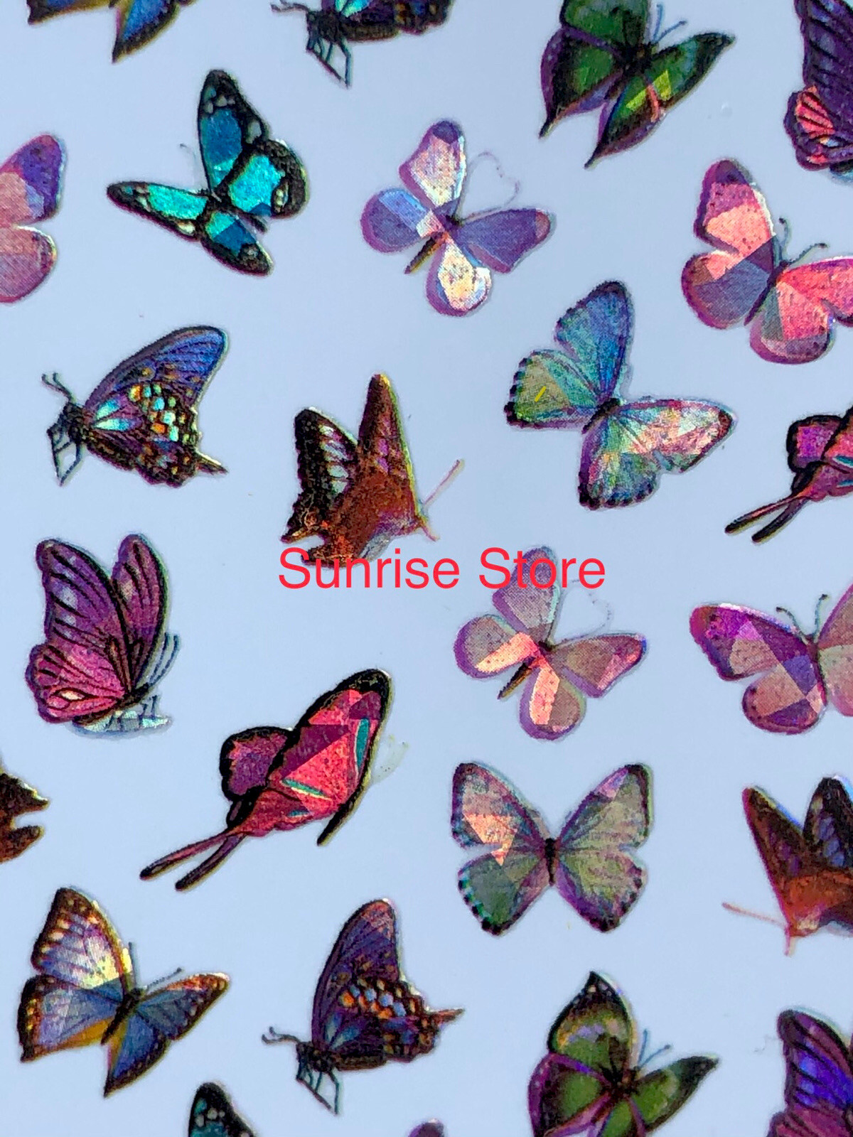 3D Nail Art Sticker Laser Holographic Butterfly Decals Manicure Peel & Stick