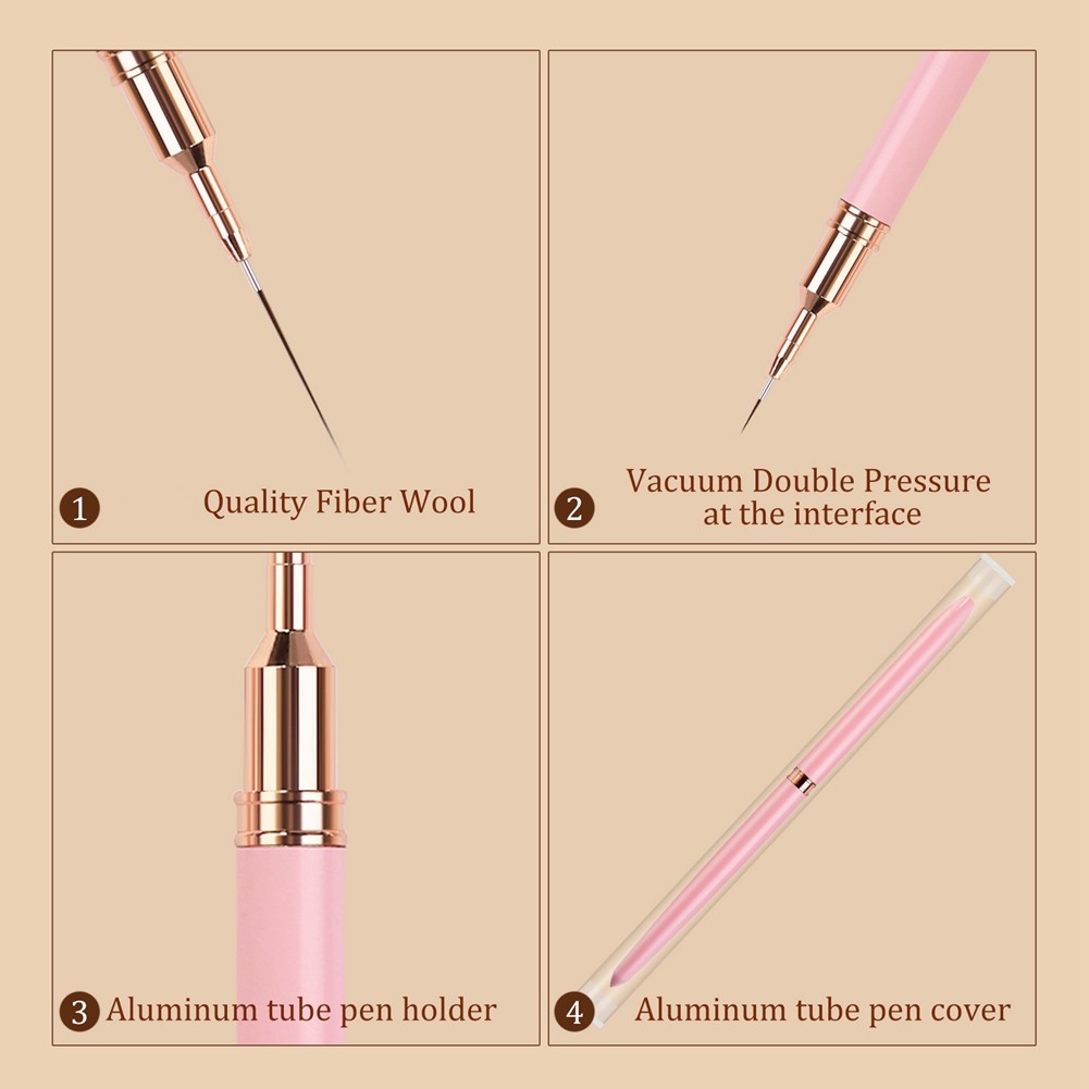 5PCS 7/9/11/15/25mm Nail Liner Brush Set UV Gel Nail Brushes Kits French5467