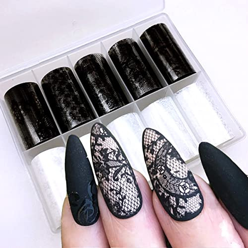 10 Rolls Lace Nail Art Foil Transfer Sticker Sexy Nail Foil Stickers Decals