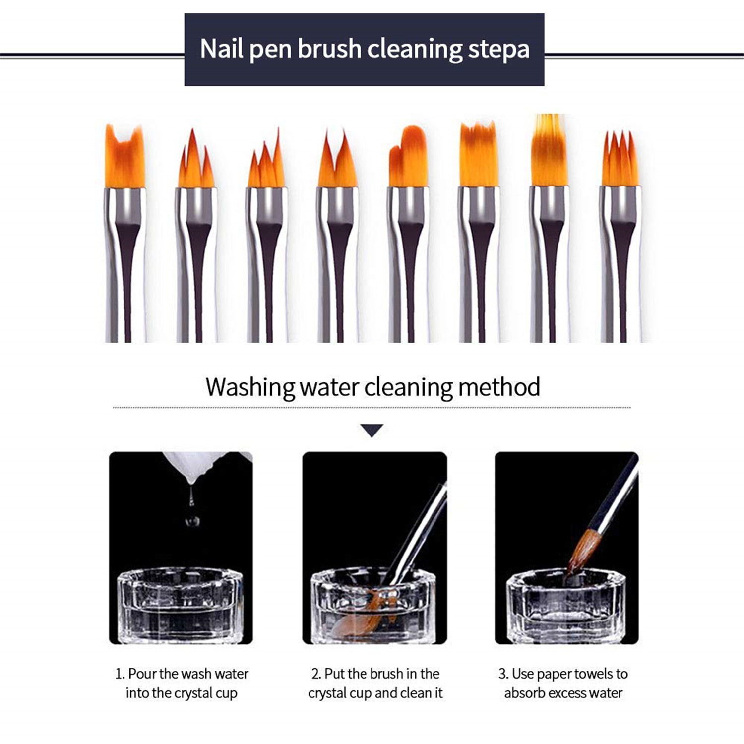 8 Pcs Nail Art Design Brush Acrylic Nail Gel Polish Painting Brush Drawing Pen