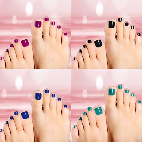 Maitys 576 Pieces 24 Sets Short Press on Toenails for Women Glossy Square /