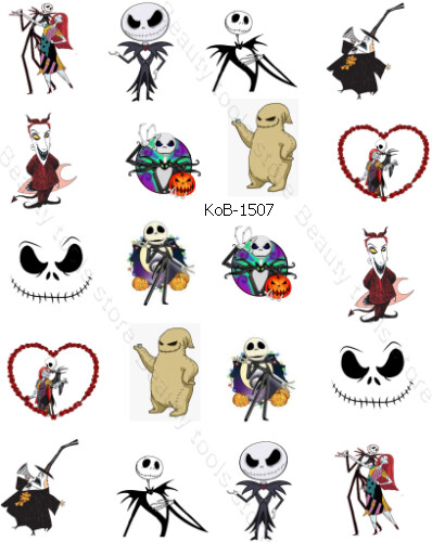 Nail Art Water Transfer Stickers Decals skeleton pumpkins HALLOWEEN KoB-1507