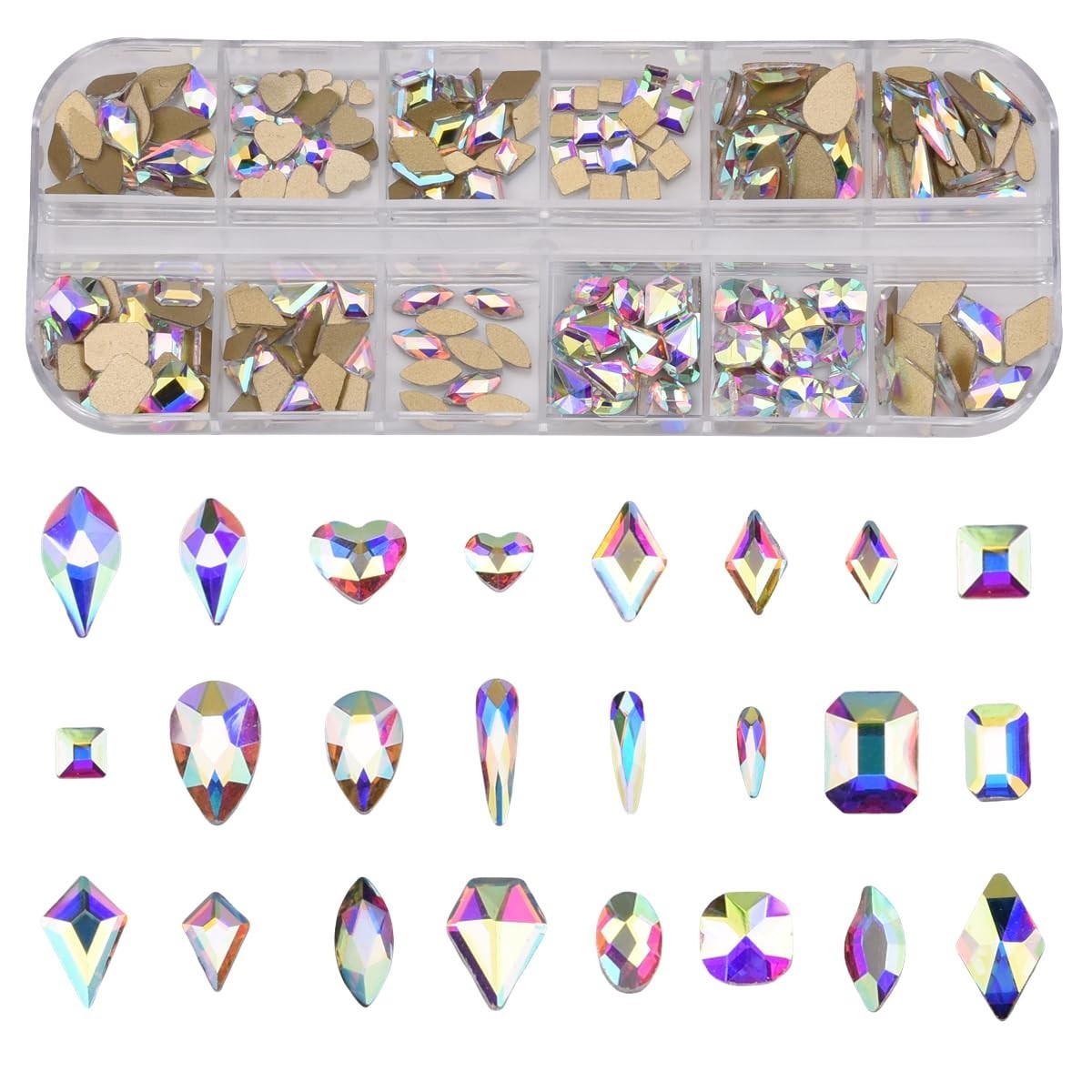 240pcs Mix Glass AB Rhinestones | Nail Art Gems Set