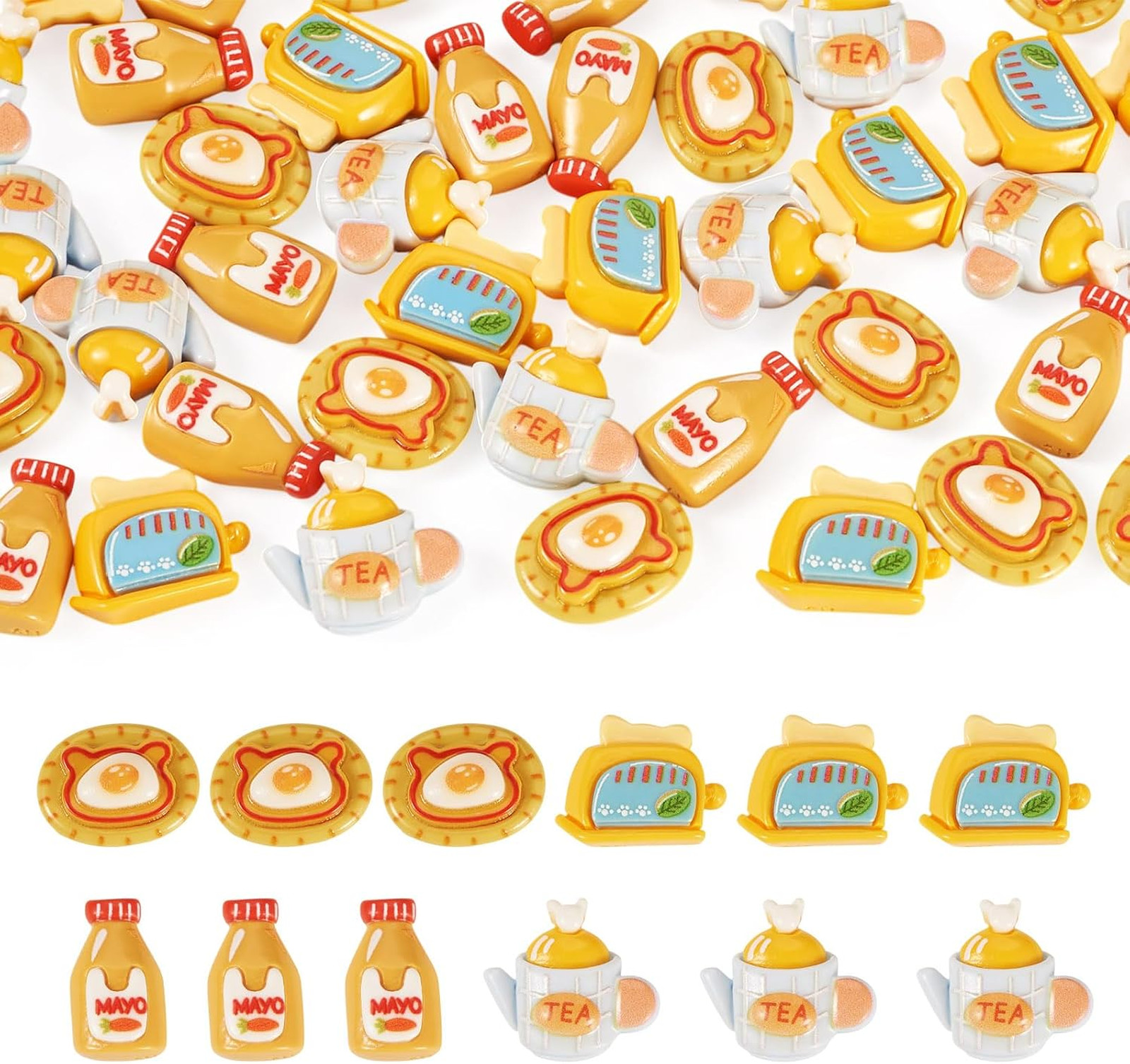 Resin Food Fruit Cabochons Kit 40 Pieces Flatback Accessories for Jewelry Crafts
