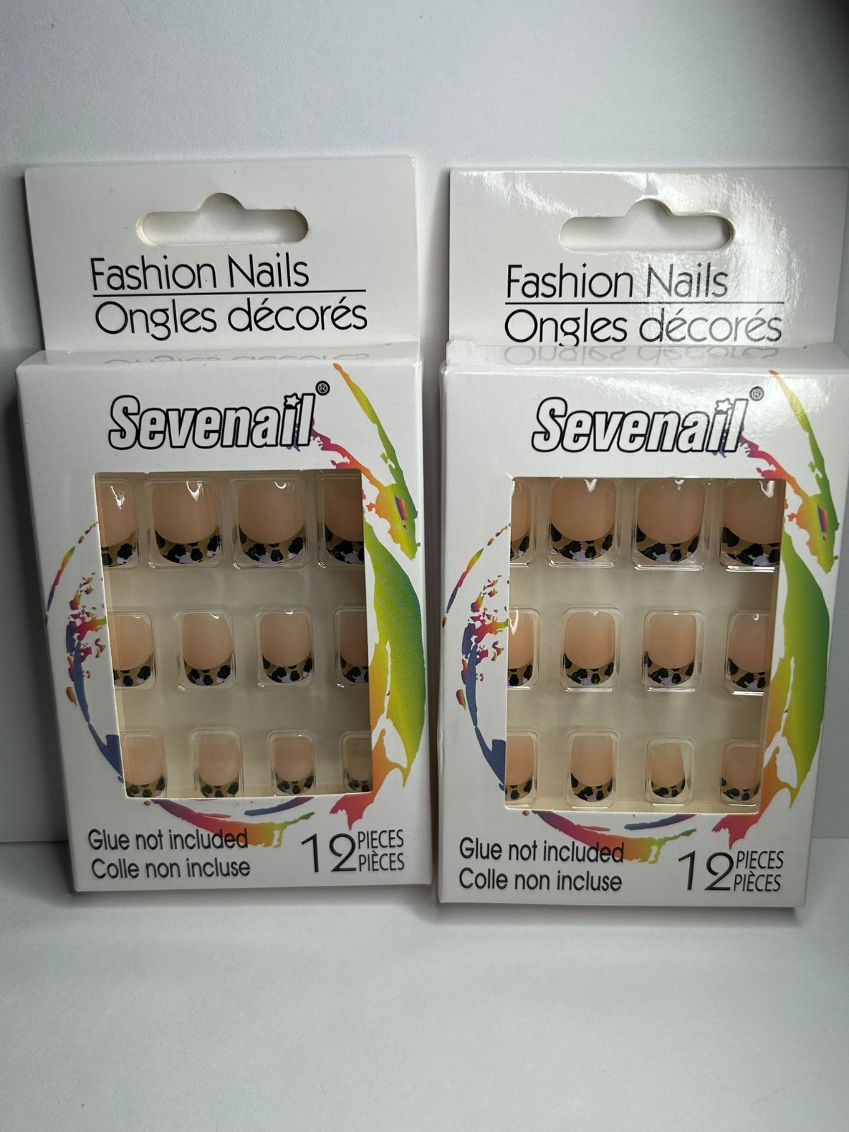 Set of 2 Boxes Leopard Sevenail Fashion Nails 12 Nails Each Box New