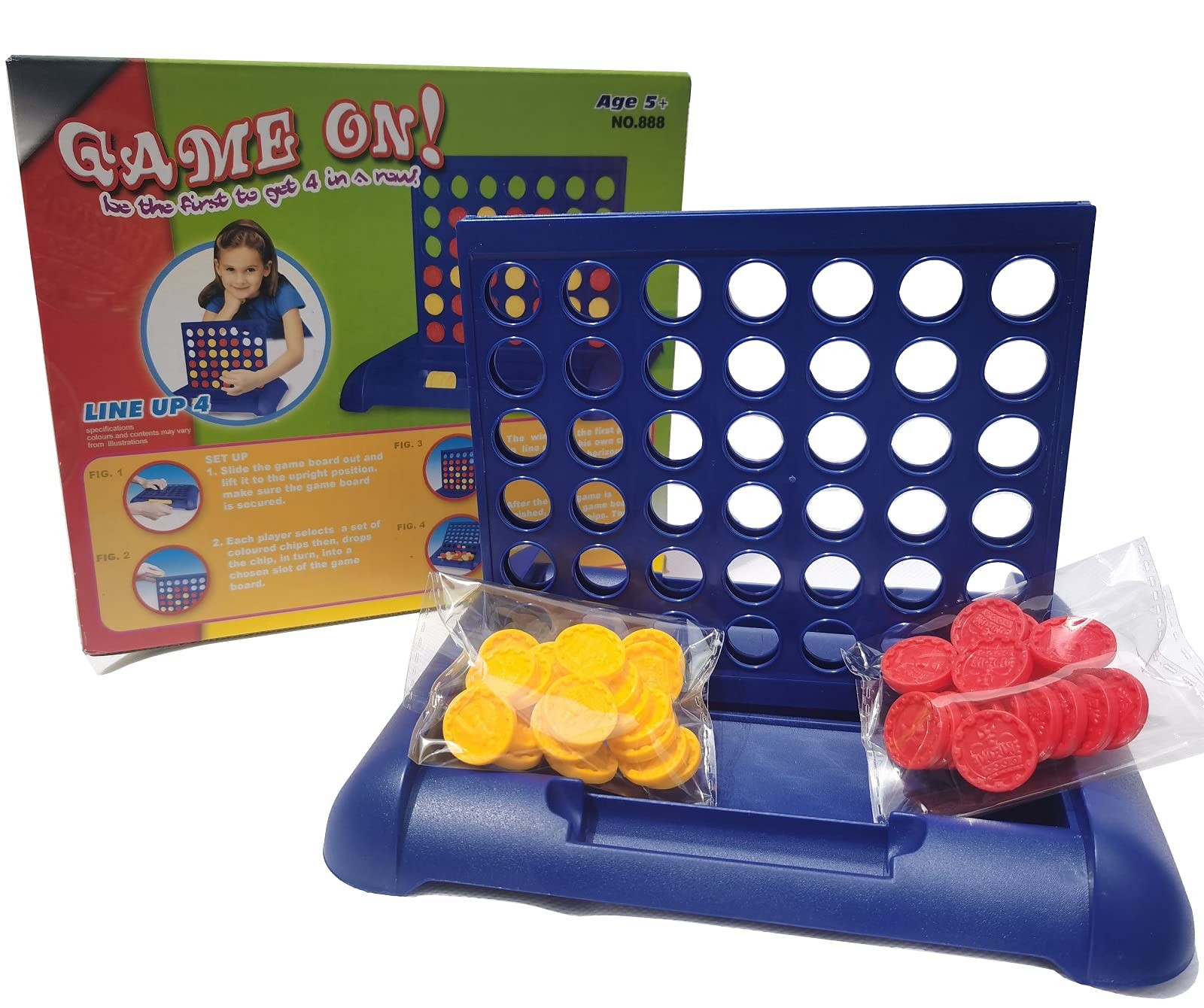 4 IN A ROW Board Games Foldable Line up 4 Toys 9.25*7.5*8.46 inches, Blue