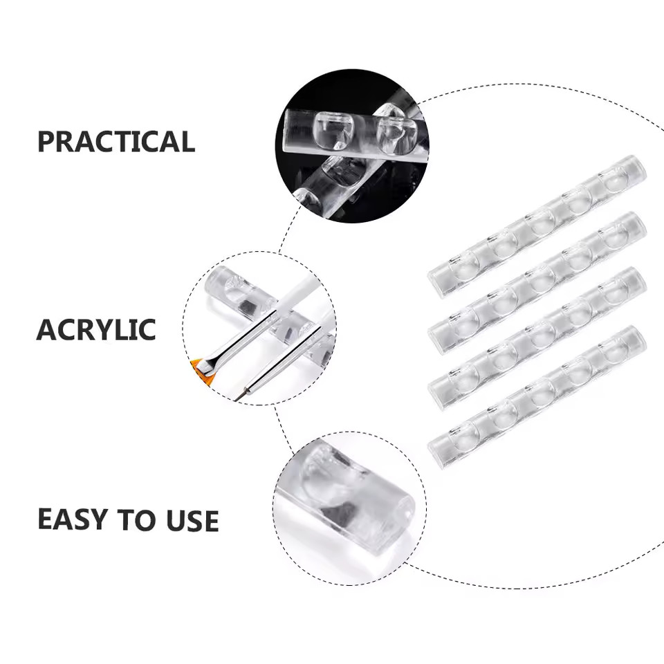 4PCS Nail Art Pen Holder – 5-Groove Acrylic Brush Stand for Salon & Home