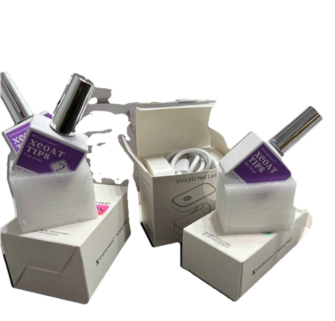BTArtboxnails XCOATTIPS Gel Nail Kit – Short Almond Nail Tips w/gel & Lamp