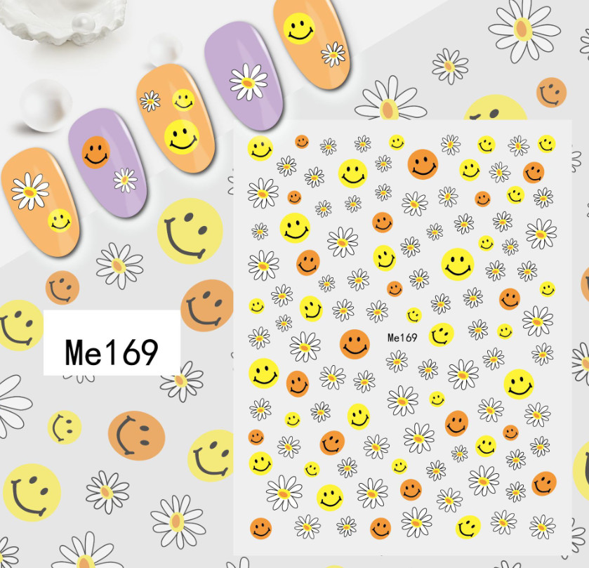 Nail Art 3D Decal Smile Face Stickers Yellow White Scary Nerves Cry NS30