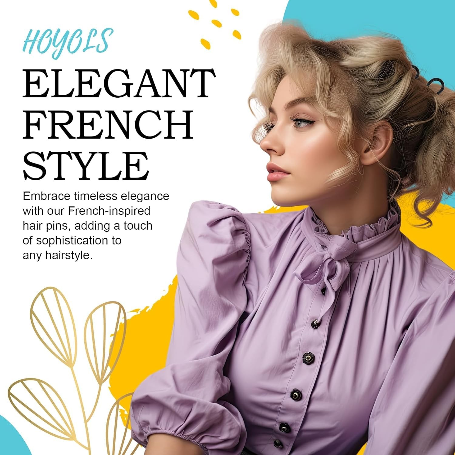 Hoyols 12 Pcs French Hair Pins for Women, 3.5 12 Count (Pack of 1), Black