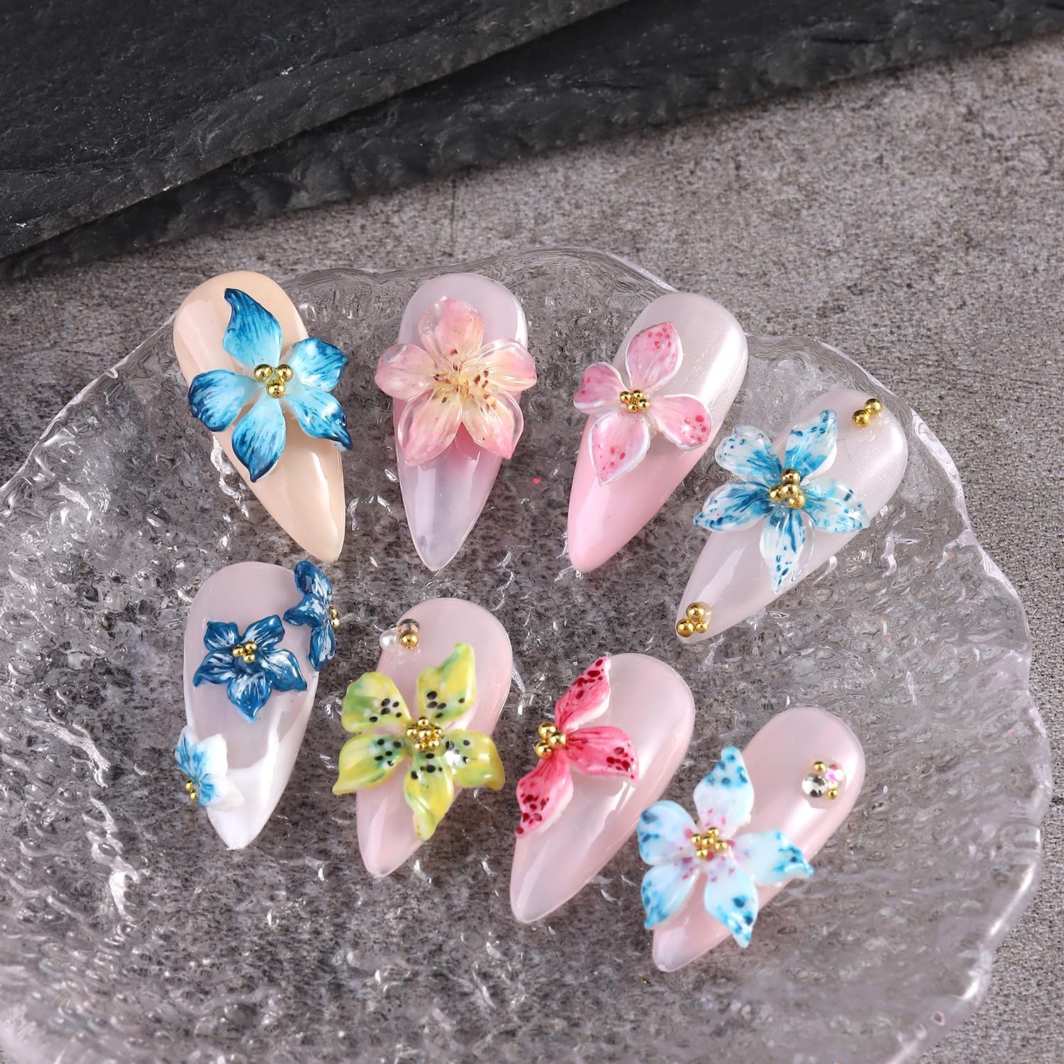 2PCS 3D Flowers Nail Art Silicone Mold, Spring Summer Hibiscus Flowers Blosso…