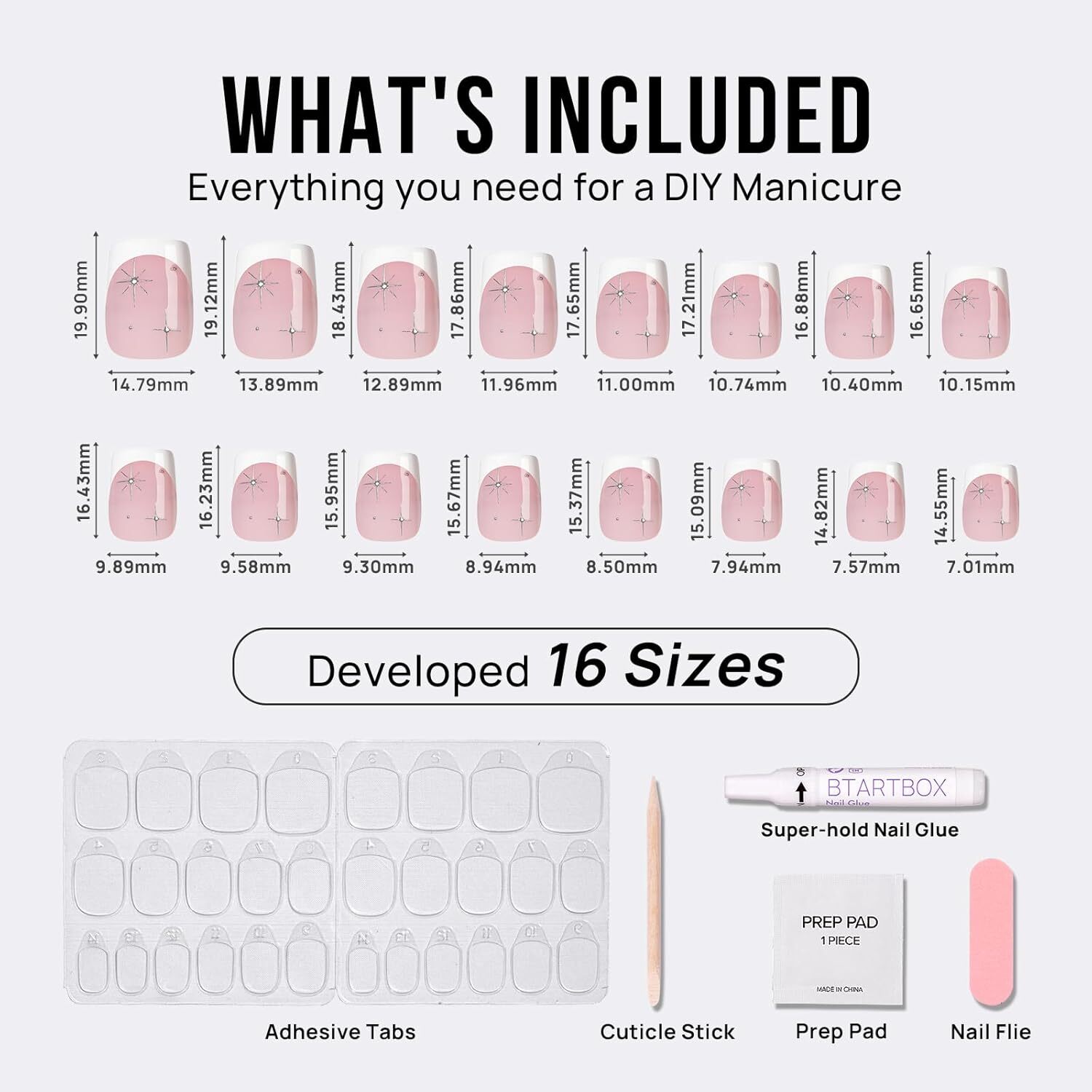Soft Gel Press On Nails Oval Fake Nails Taro Milkshake with Glue – 16 Sizes Kit