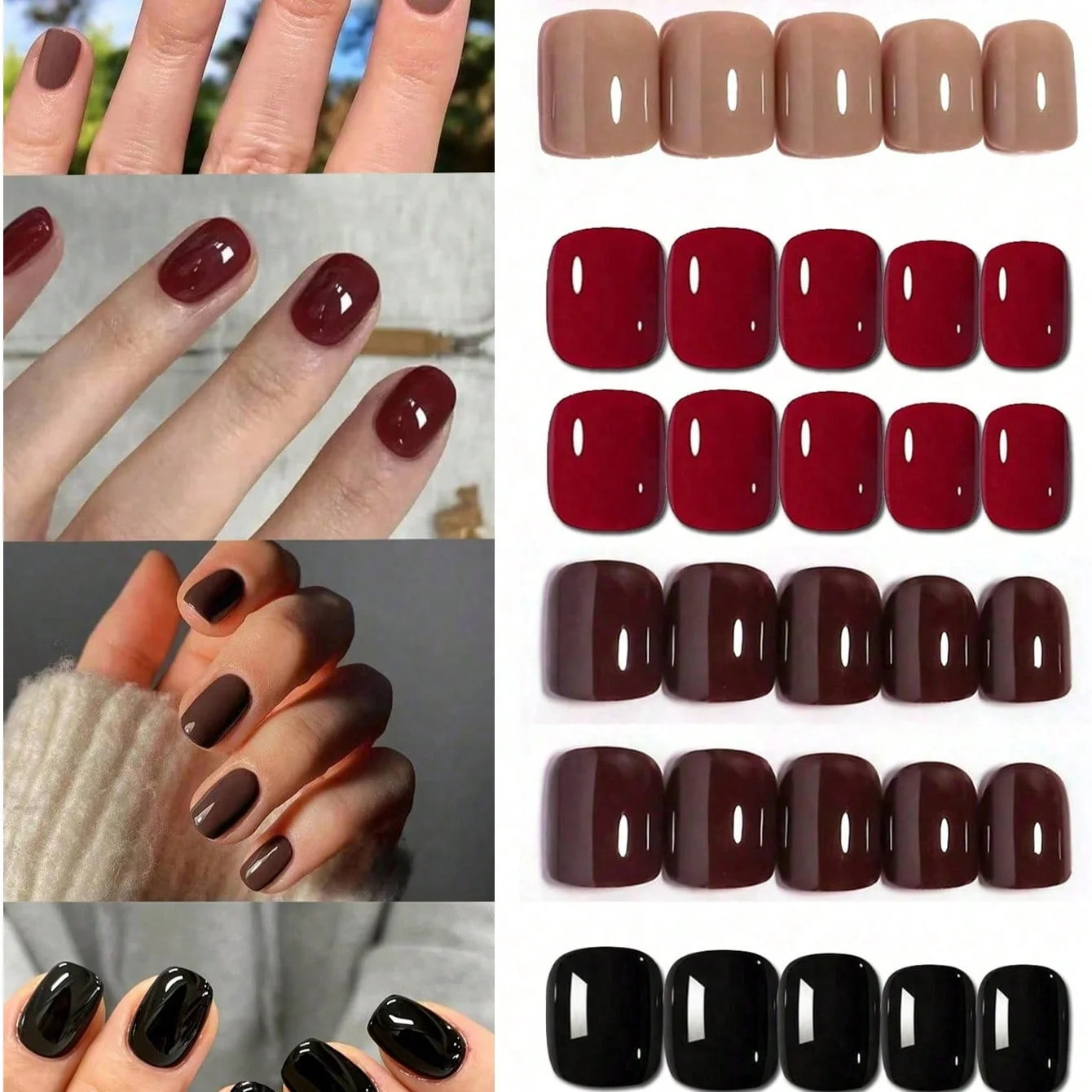 96PCS Matte Style Medium Square Solid Color Coffin Acrylic Fake Nails Nail Art