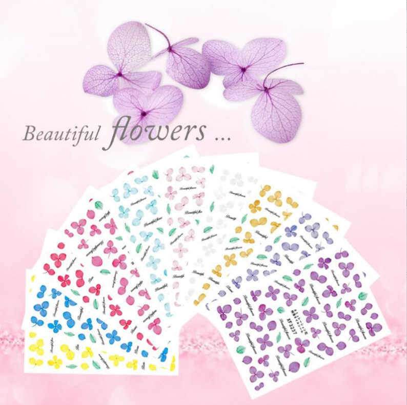 Nail Art 3D Stickers Design Decoration Tip Flowers Pink Yellow Purple Green NS36