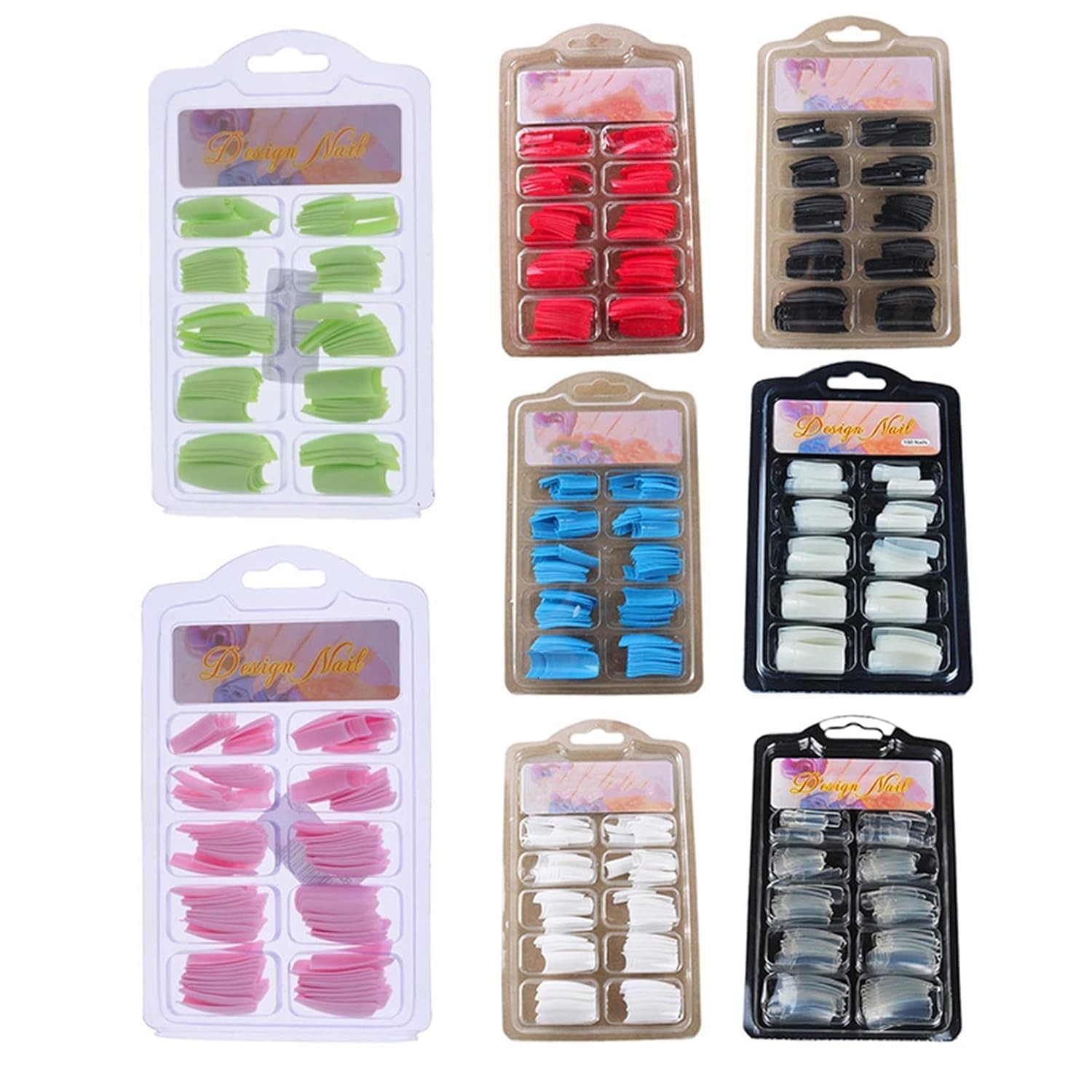 100Pcs White DIY Acrylic French Nail Acrylic Nail Tips 10 Sizes Lady French S…