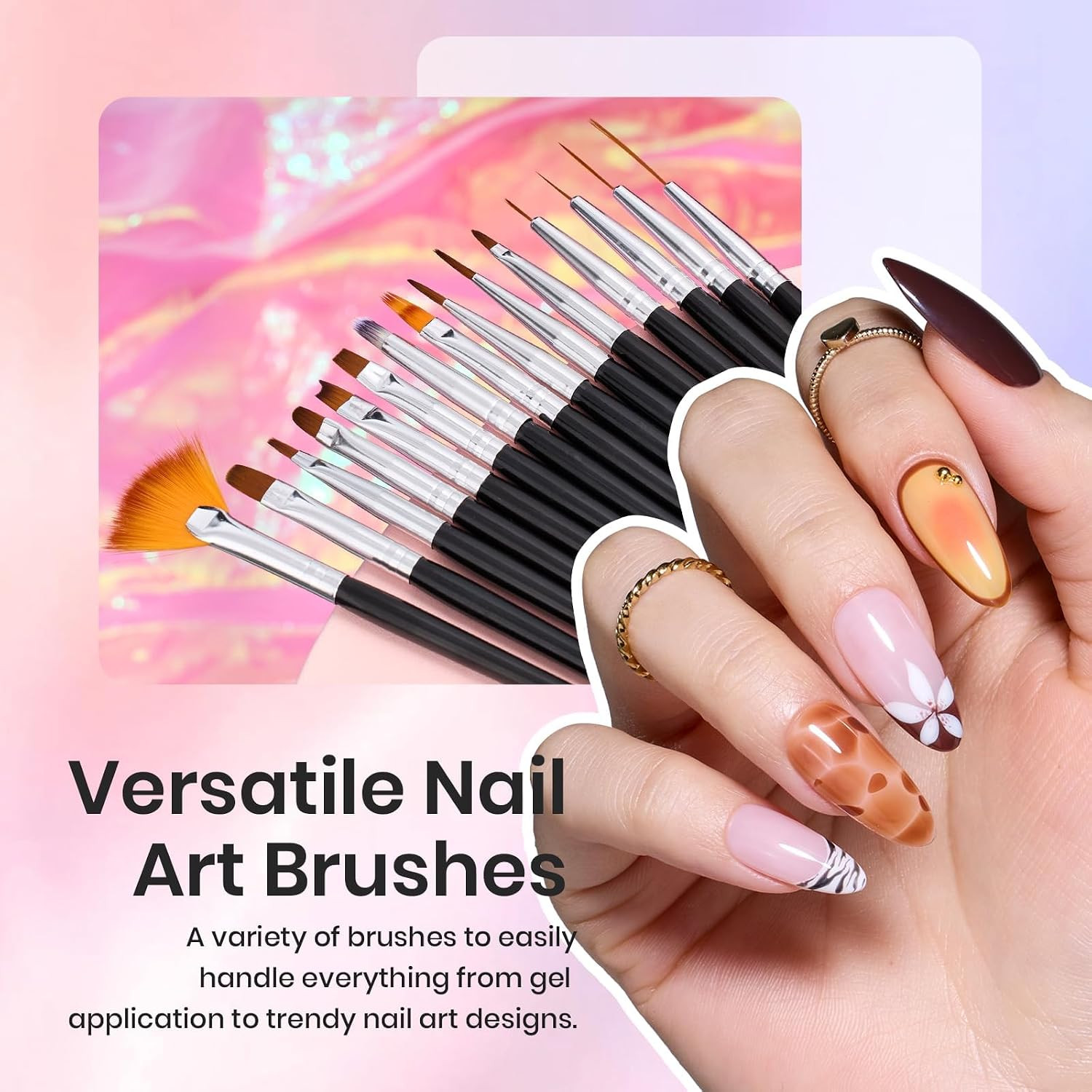 Beetles 31-Piece Nail Art Brush Set with Dotting Tools and Metal Handle