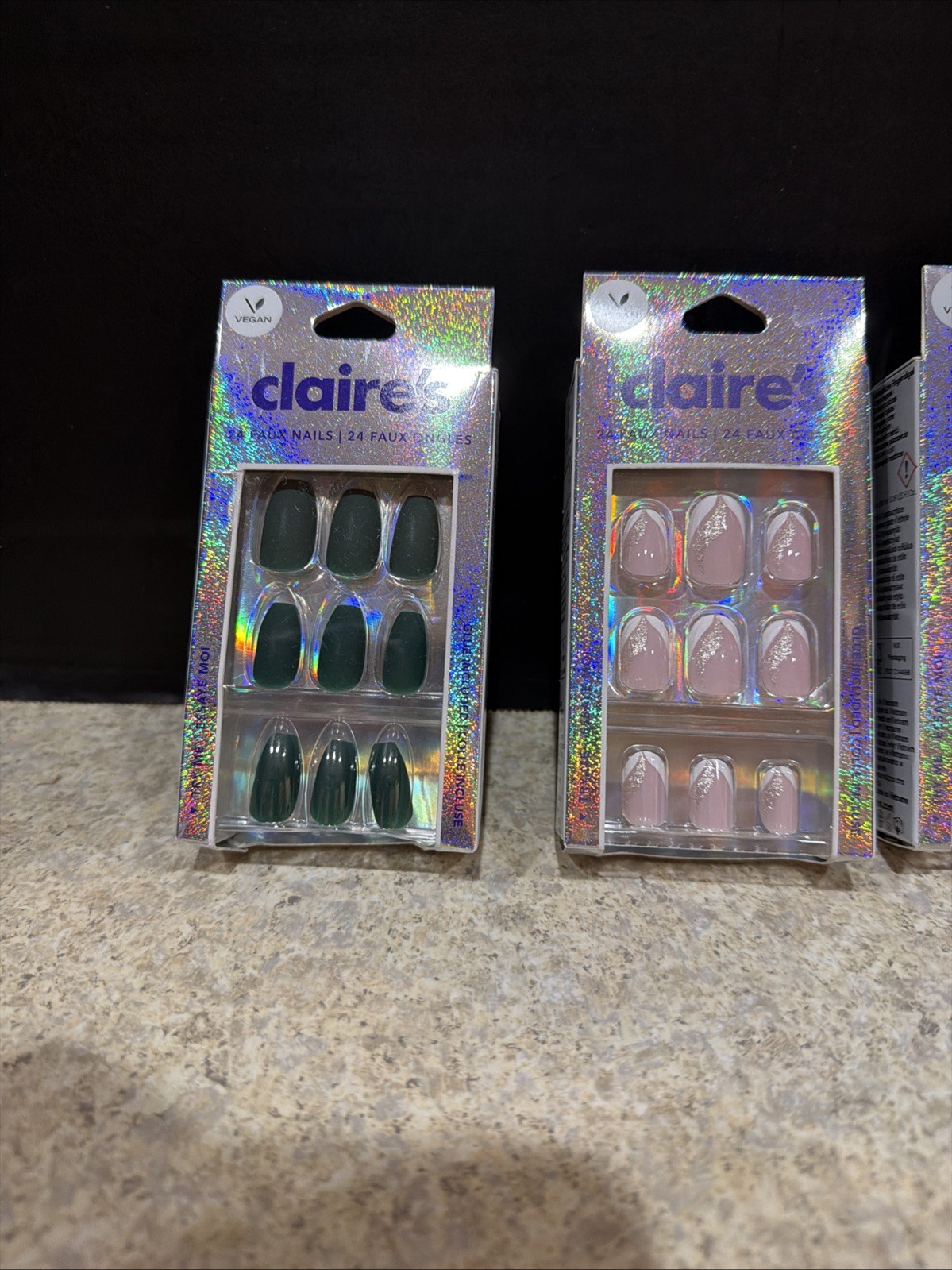 Lot of 4 Claire’s Vegan Press On Nails Sets 24 Faux Nails New- no glue included