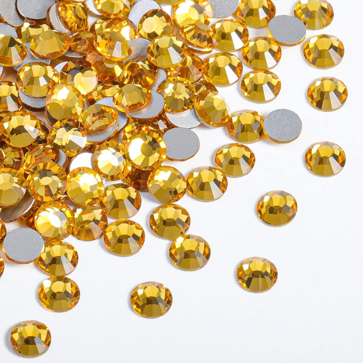 Flat Back Crystal Rhinestones round Gems for Nail Art and Craft Glue Fix, Topaz,