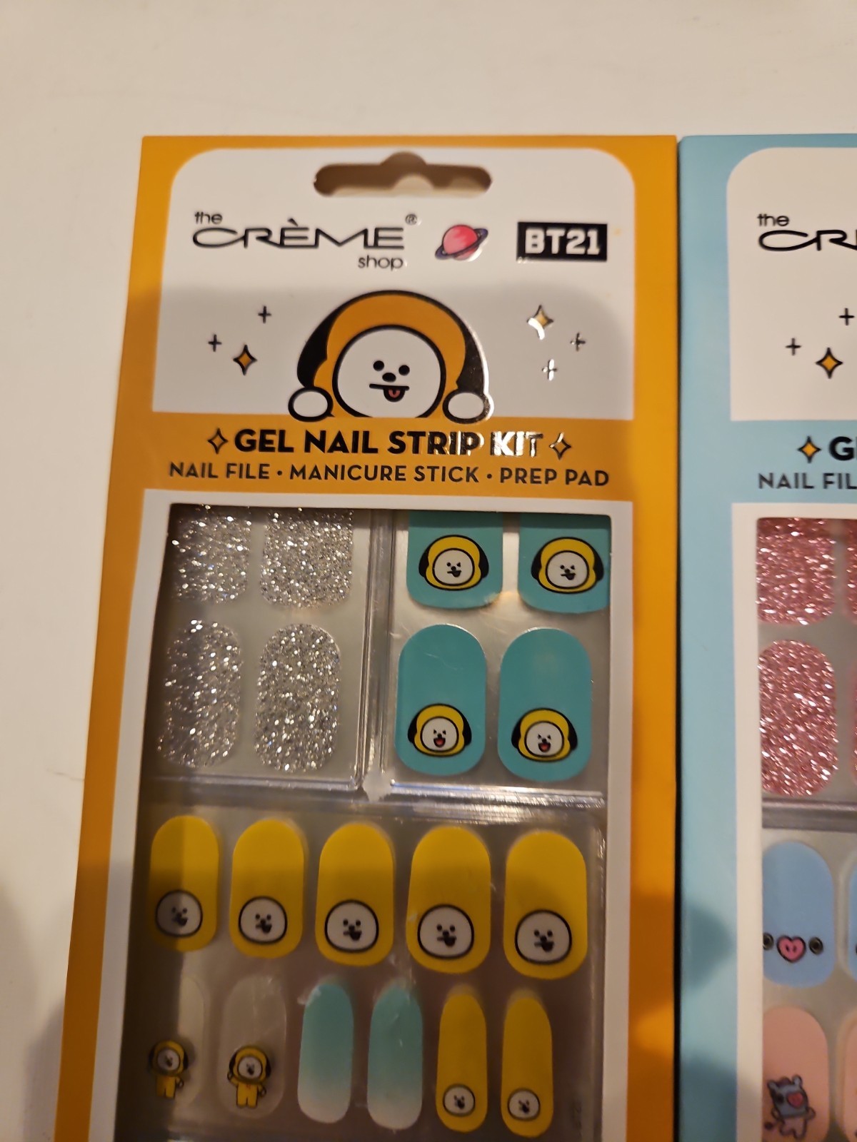 BTS BT21 The Creme Shop 35pc Long Wear Gel Nail Strip Kits Cotton Candy & Play D