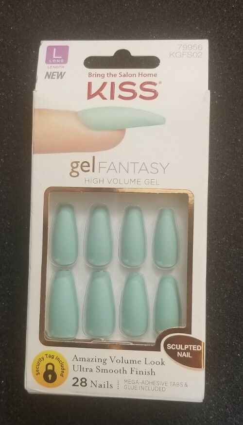 KISS GEL FANTASY High Volume Sculpted Glue On Nails Long Length Matte Green NEW
