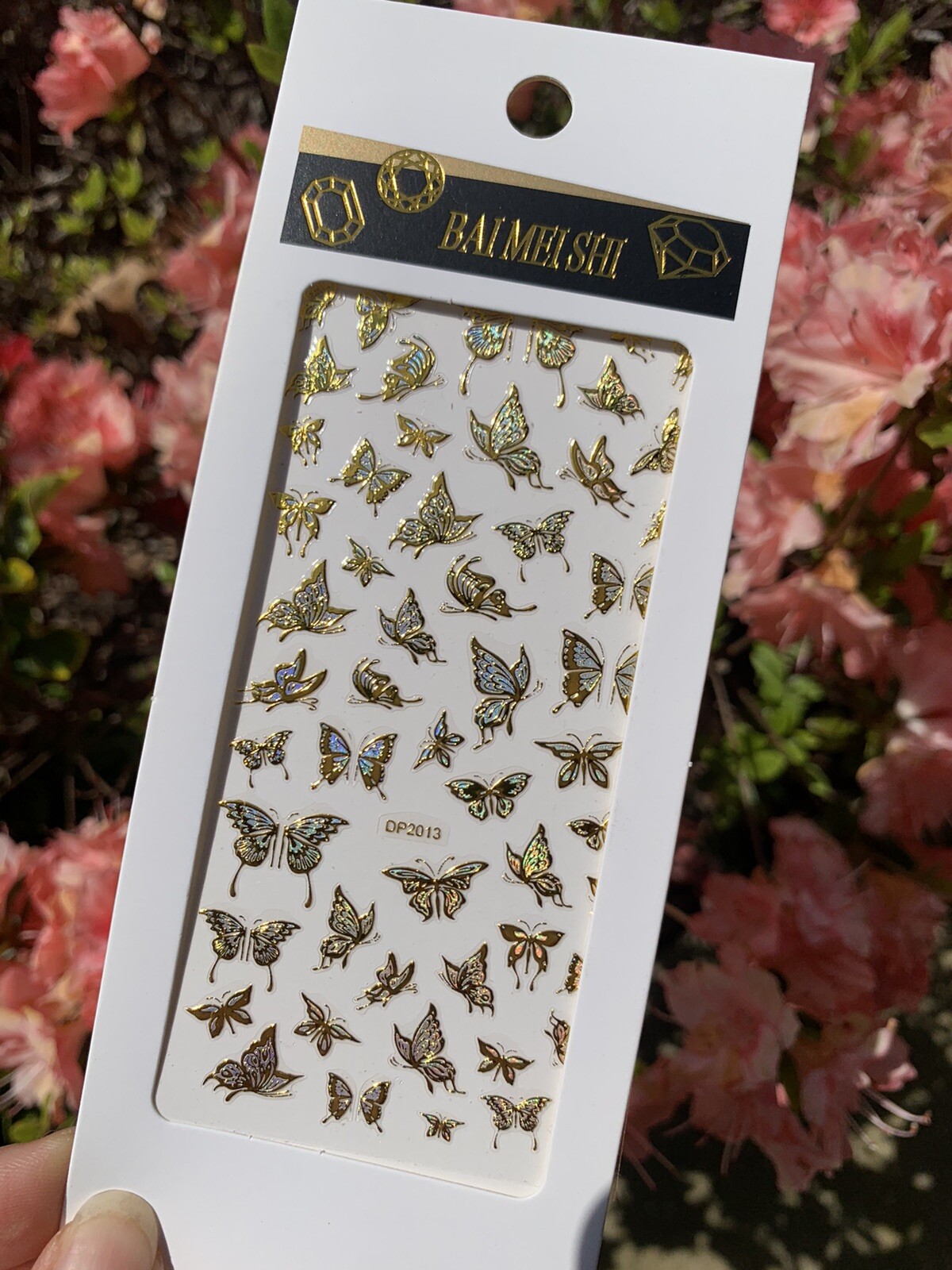 8 Sheets/Set Nail Art Sticker 3D Butterfly Gold Nail Decals Multiple Sizes
