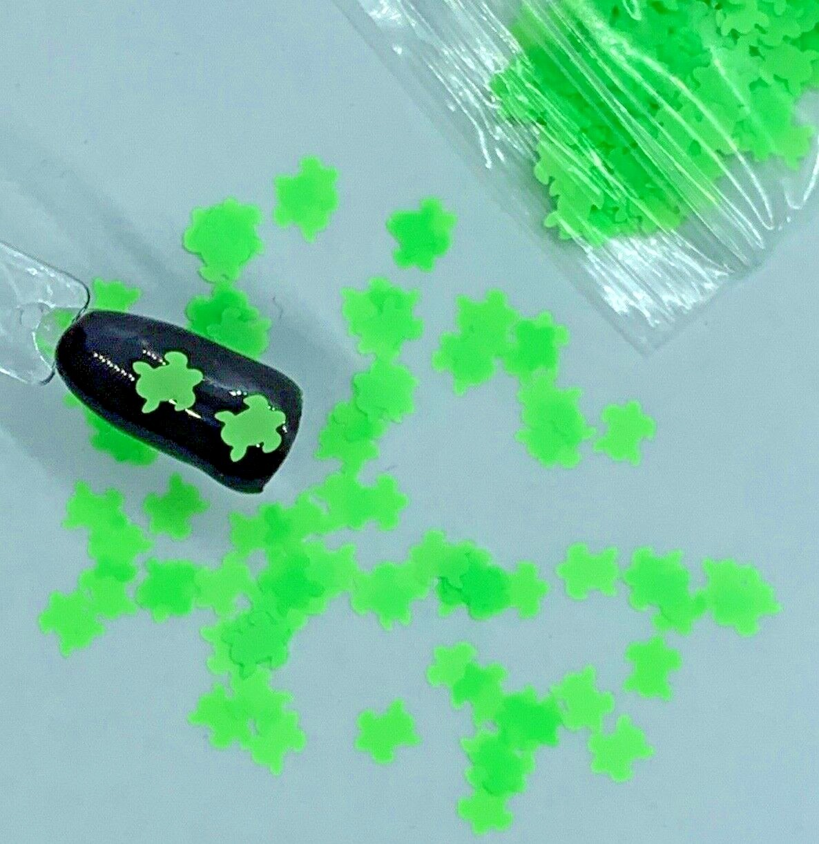 Neon Green Turtle Nail Glitter 6mm| 1 TSP | Gel Nail Art & Acrylic