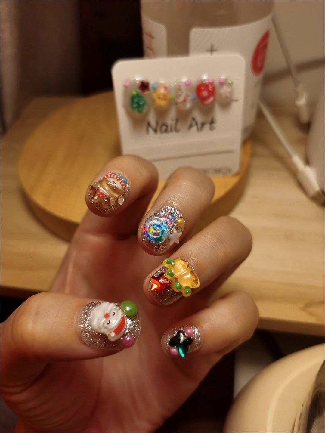 Christmas Bling short Y2K Handmade Artisan Press On Nails