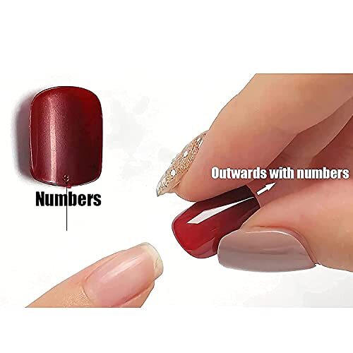 Medium Stiletto Press on Nails Almond Fake Nails Glossy Glue on 00502Black&Red