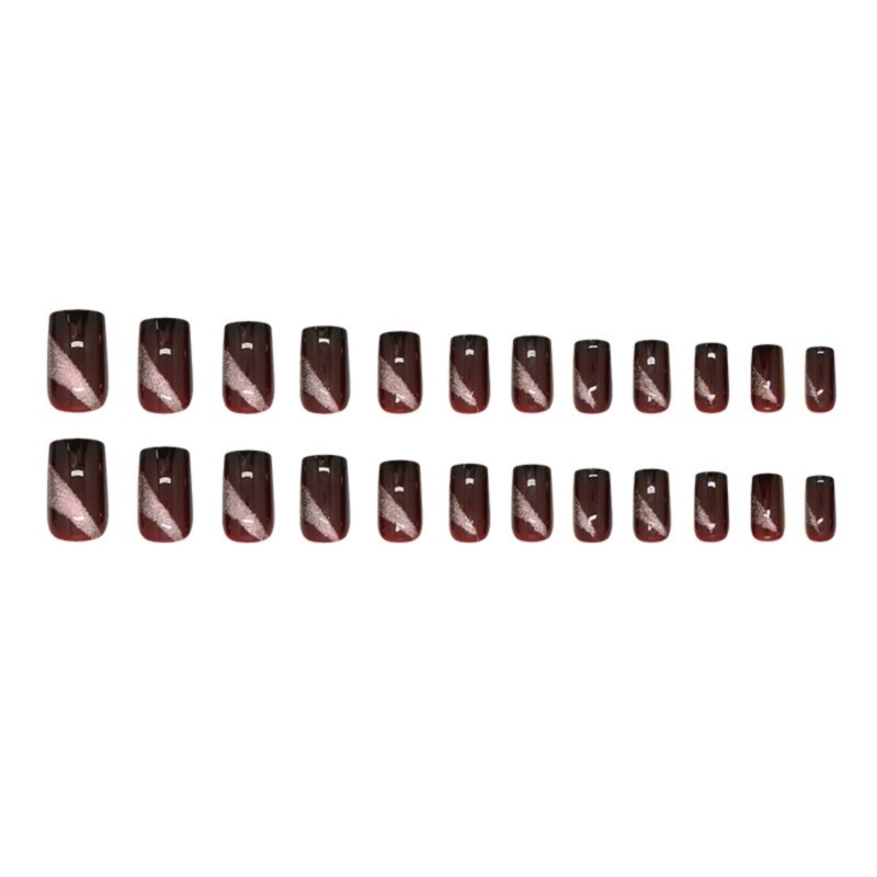 24x Cats Eye False Nail Medium Length Press On Nail Glossy on Nail