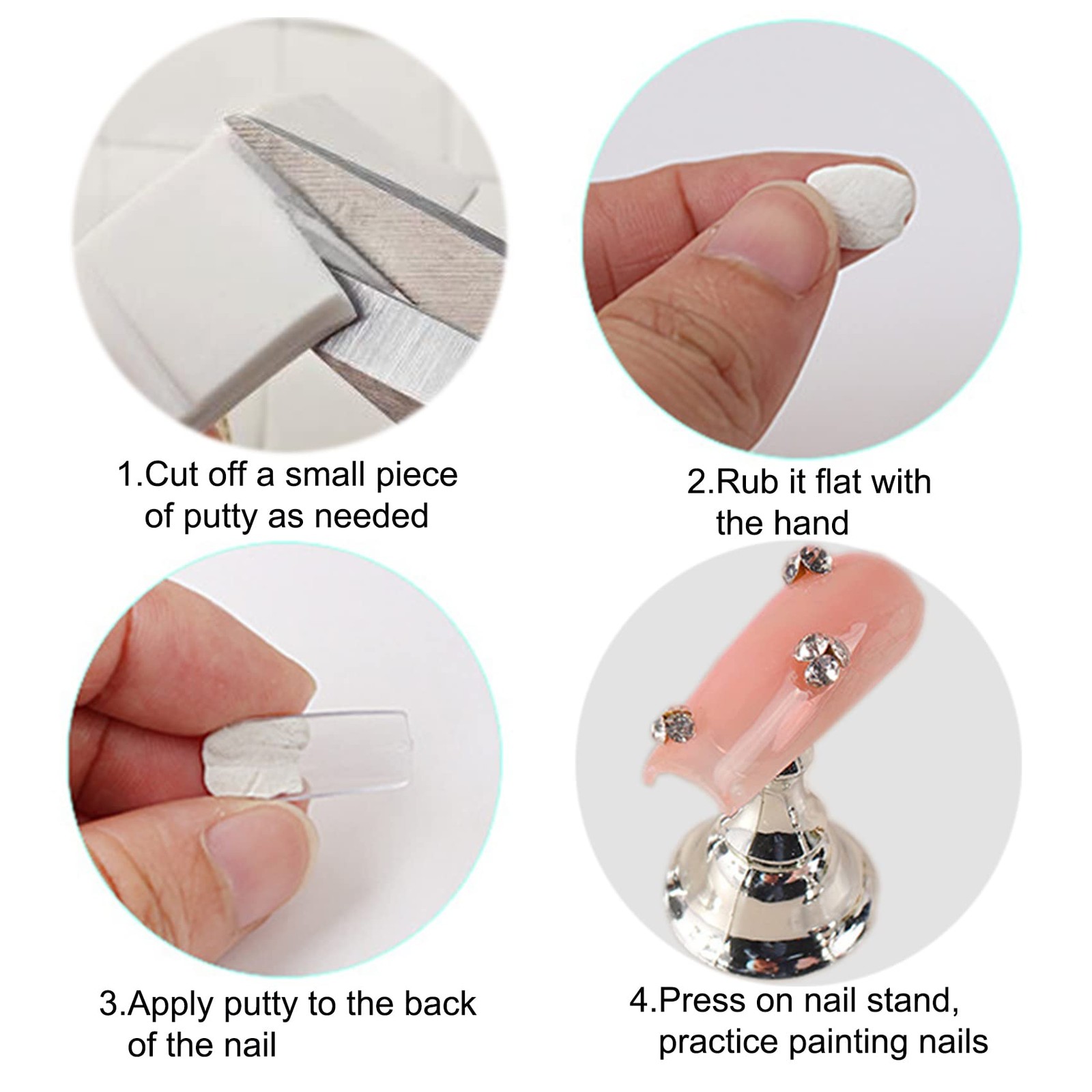 2Set Acrylic Nail Stands with 42pcs Reusable Putty Metal Nail Holder for Pain…