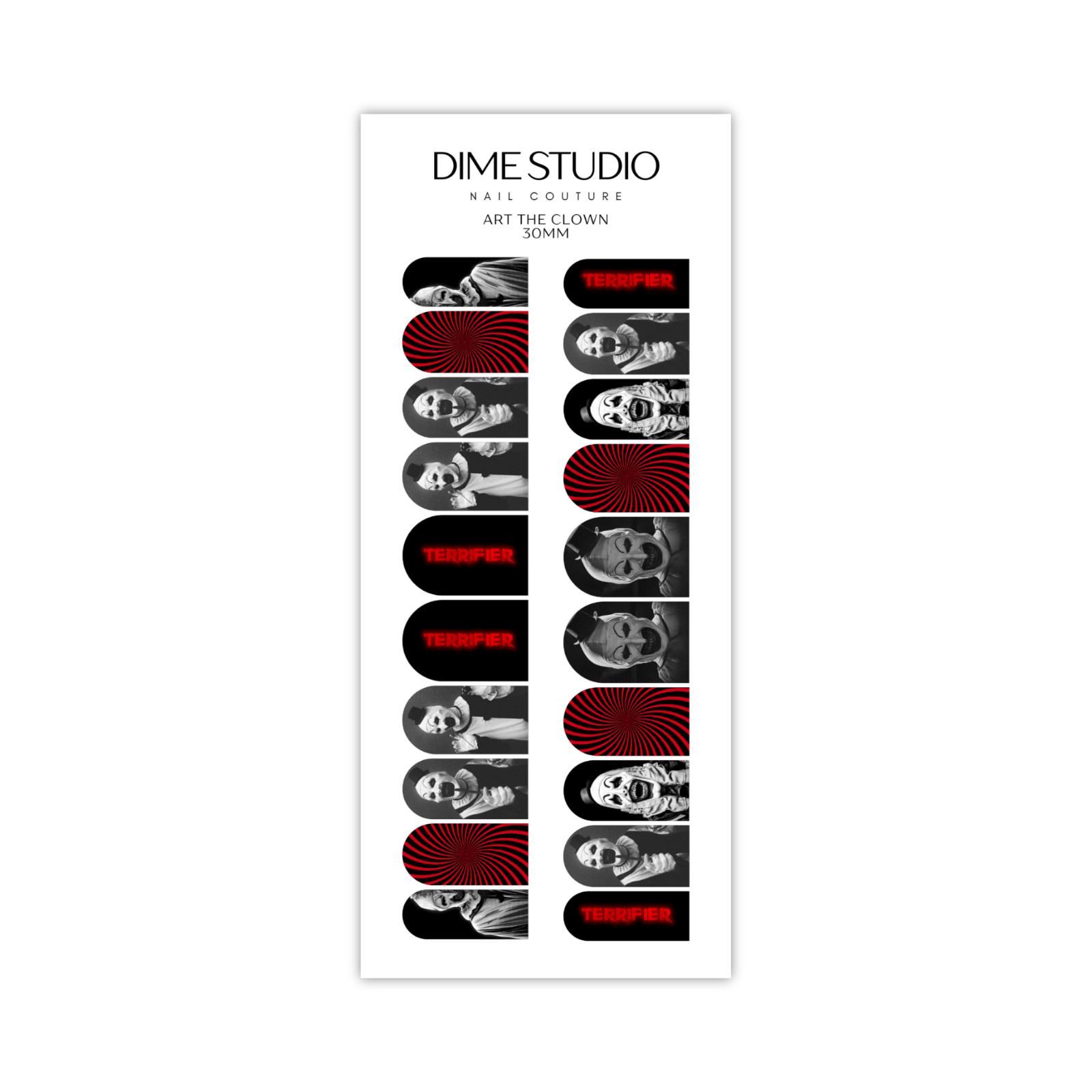Art The Clown Horror Halloween Nail Decals Water Transfer Nail Wraps