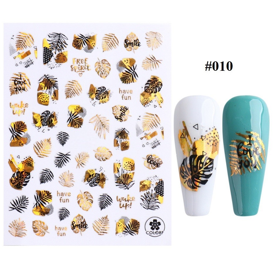 Gold Black Abstract Nail Art Stickers (Group 1)