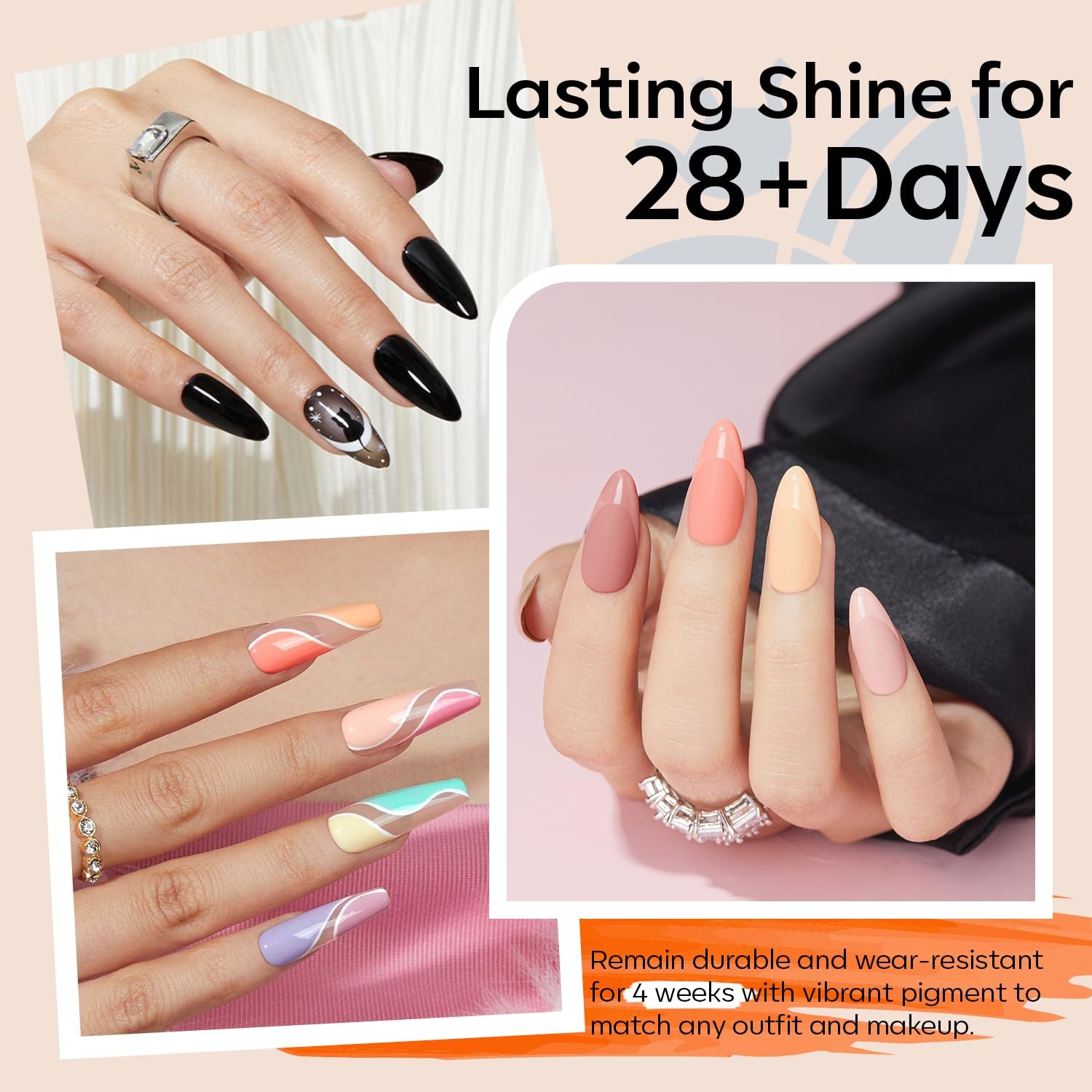 32 PCS Gel Nail Polish Set, 28 Colors Gel Polish with No Wipe Base Coat, Glit…