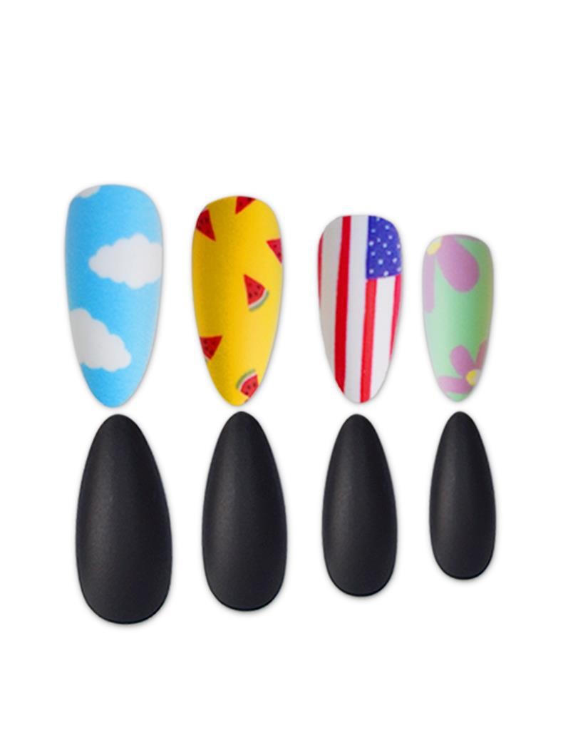 Independence Day Flag Cloud Almond Press On Nails Wholesale