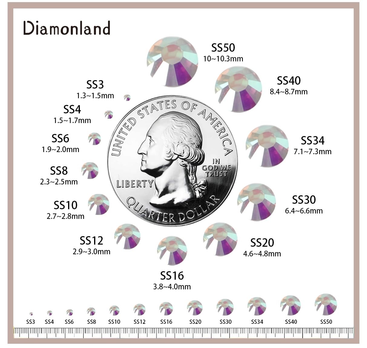 Diamonland Flatback Glass Crystal Rhinestones Rounds Gems for Bedazzling Nail…