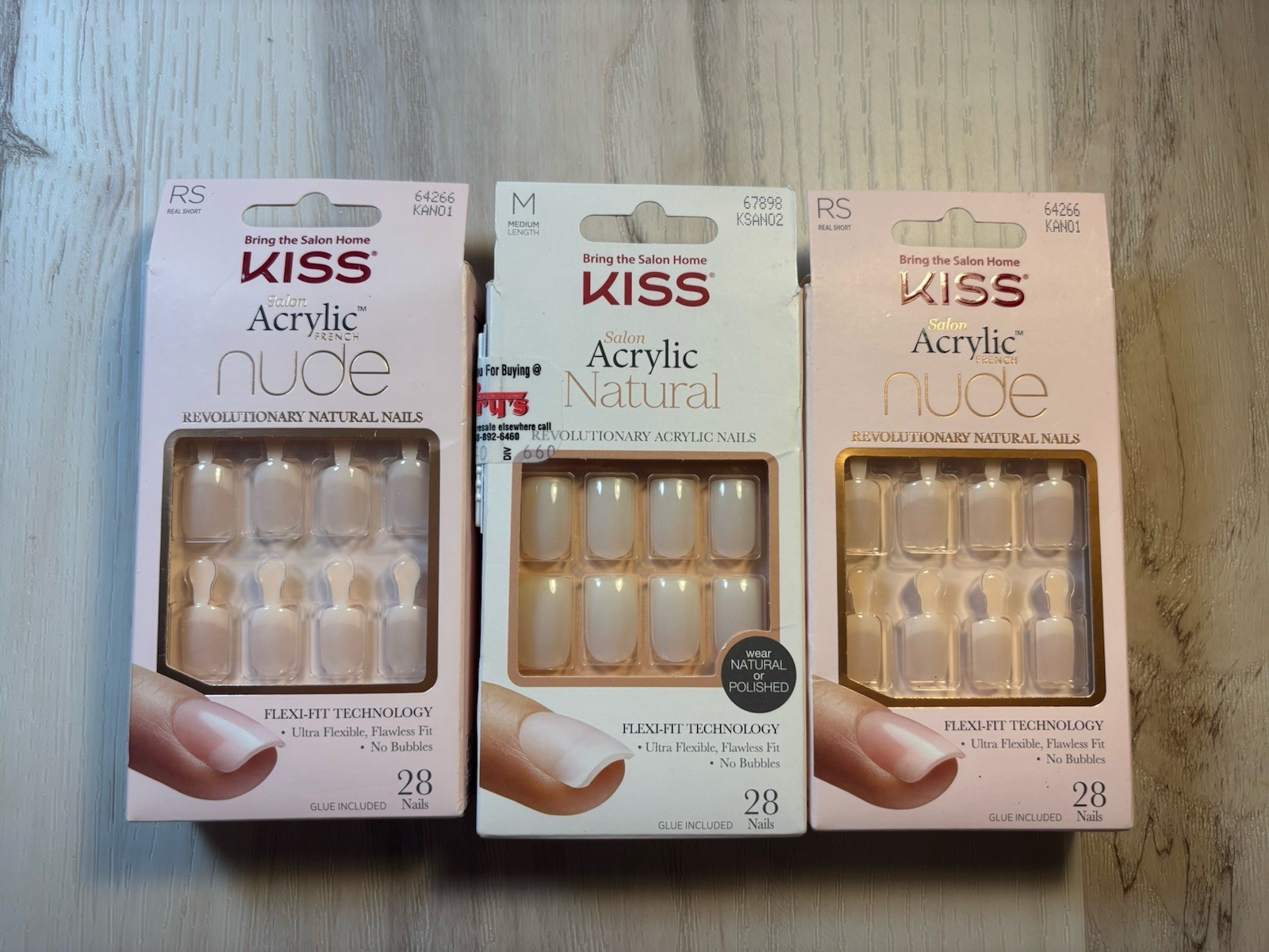 2 X Kiss Salon Acrylic French Nails KAN01 Real Short 64266 – 1 X Acrylic Nails
