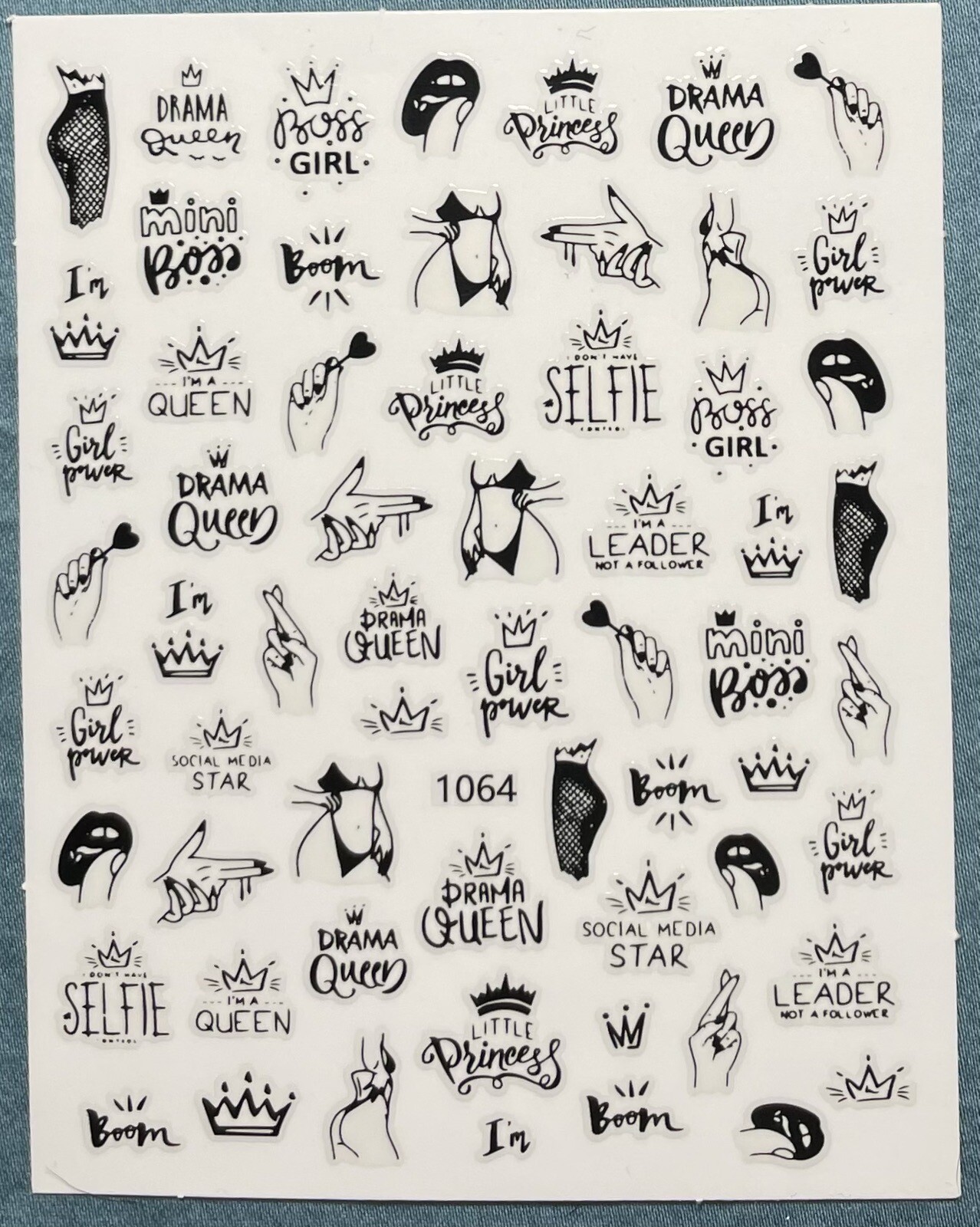 Nail Stickers Art Decal DIY Design 3D Waterproof Drama Queen Body Hands 1064