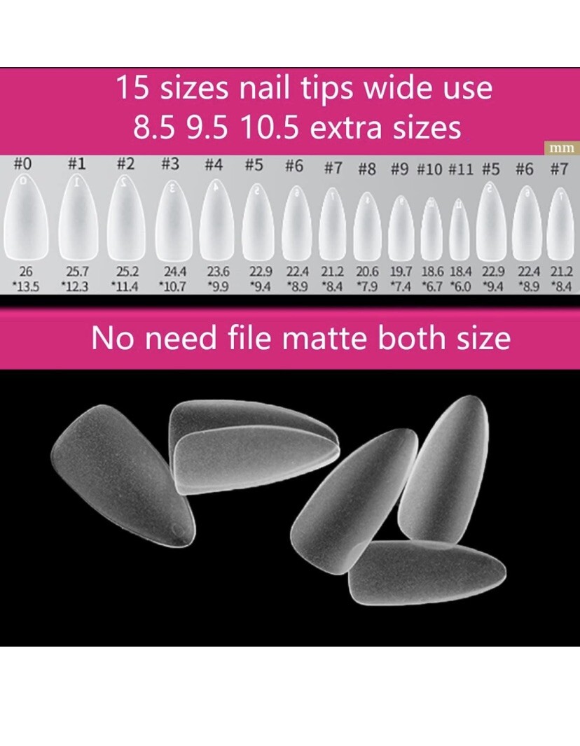 UNA GELLA Stiletto Round Nails Tips Press on Nails Base Tips 360pcs 15 Sizes