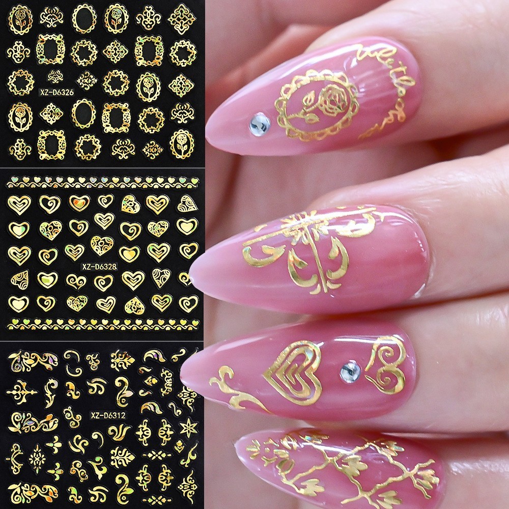 30Pcs Set Nail Art Stickers Decal Flower Lace Rose Heart Slider Manicure N363