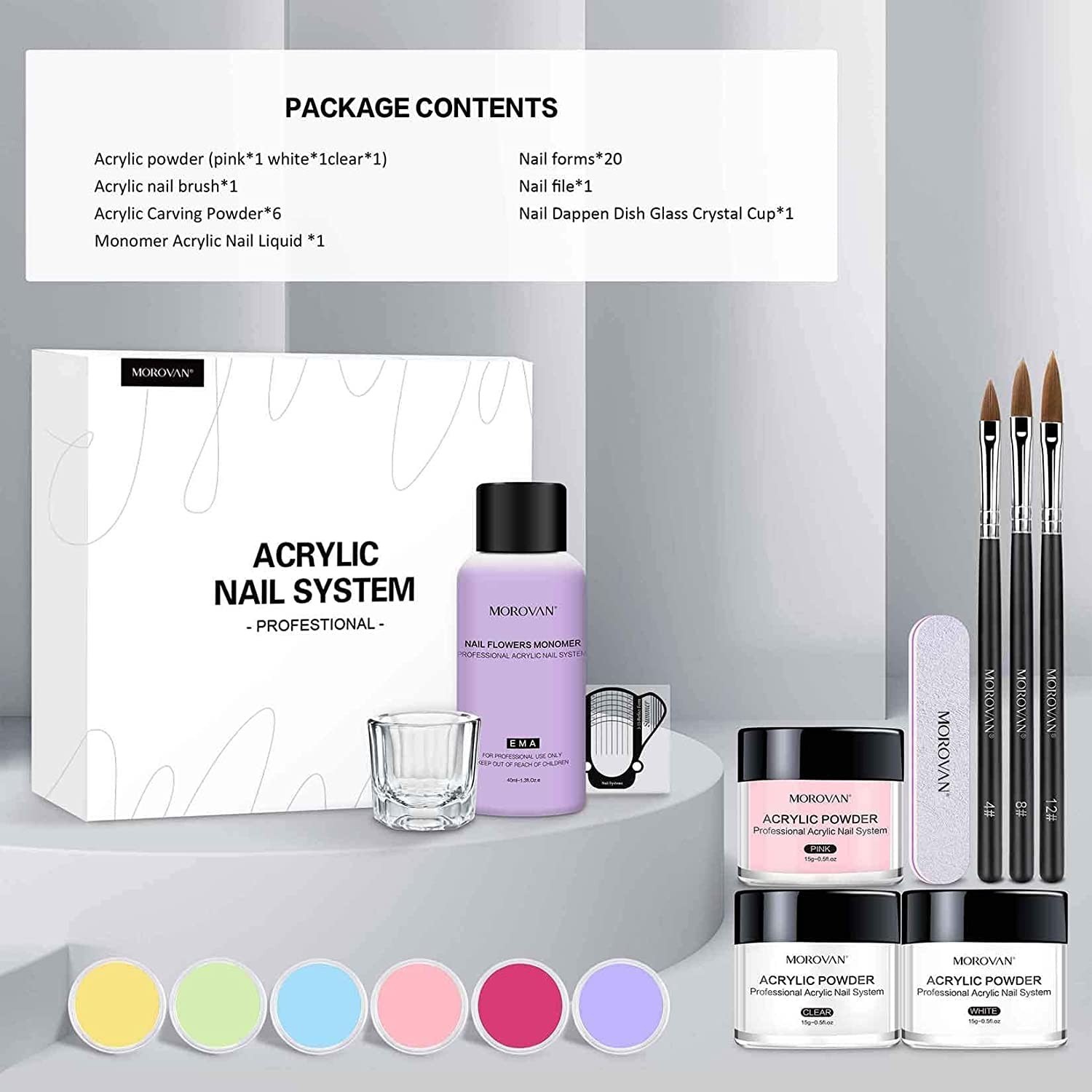 Acrylic Nail Kit for Beginners Acrylic Powder and Liquid Nails Brush Acrylic Set