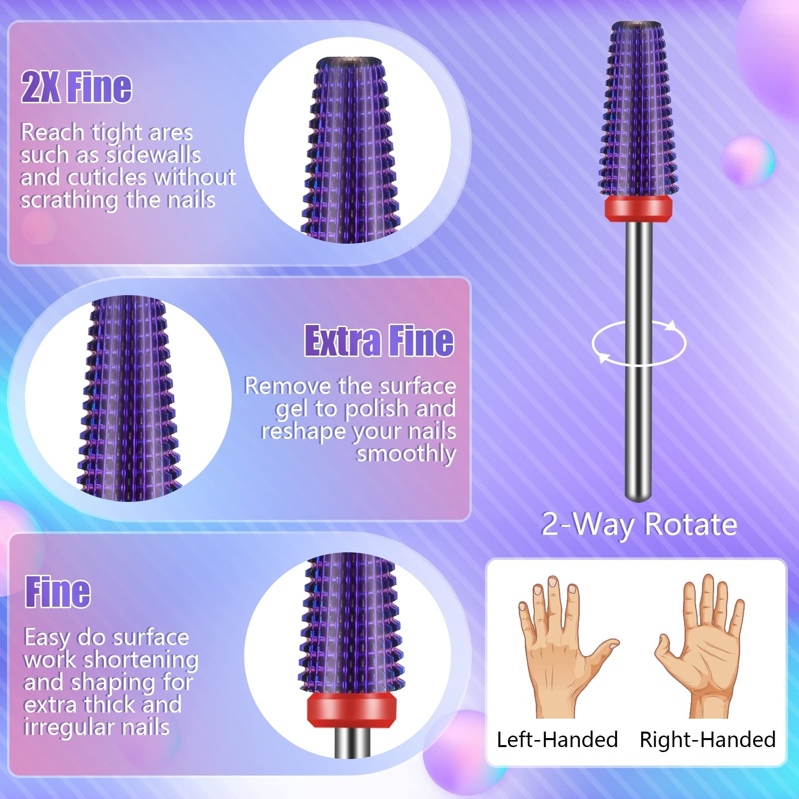 [Upgraded]Depvko 3Pcs Nail Drill Bits Set for Nails 3/32 Inches, 5 in 1 Taper…