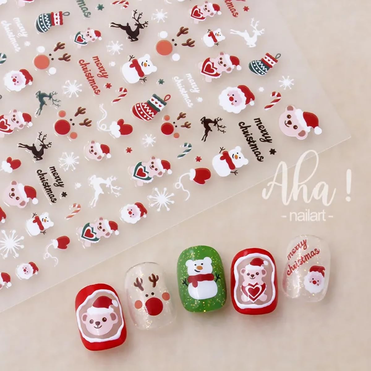 Christmas Nail Stickers Winter Snowman Snowflake Nail Art Stickers 8PCS Elk S…