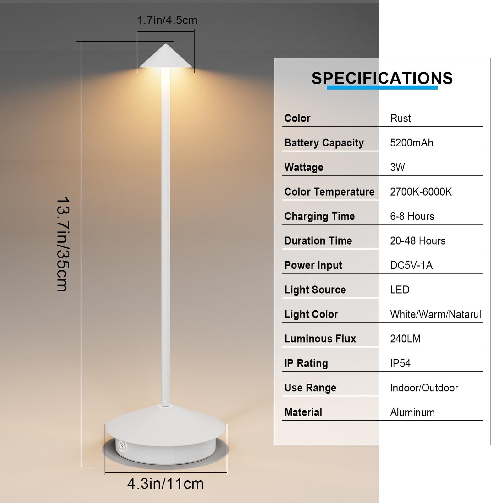 2-Pack 6000mAh Rechargeable Led Table Lamp Cordless,3000K-6000K Stepless Dimm…